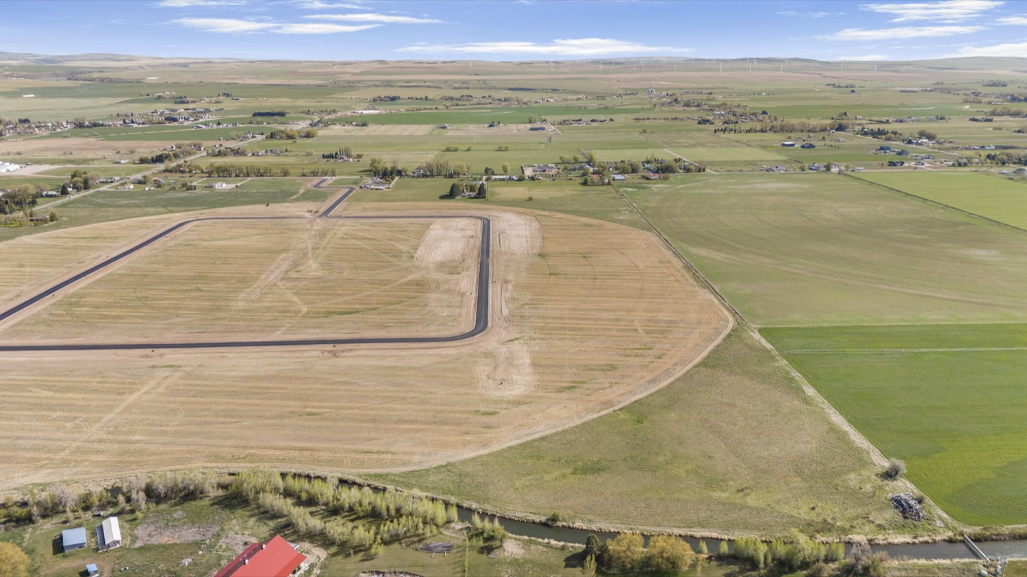 Drone view toward the foothills